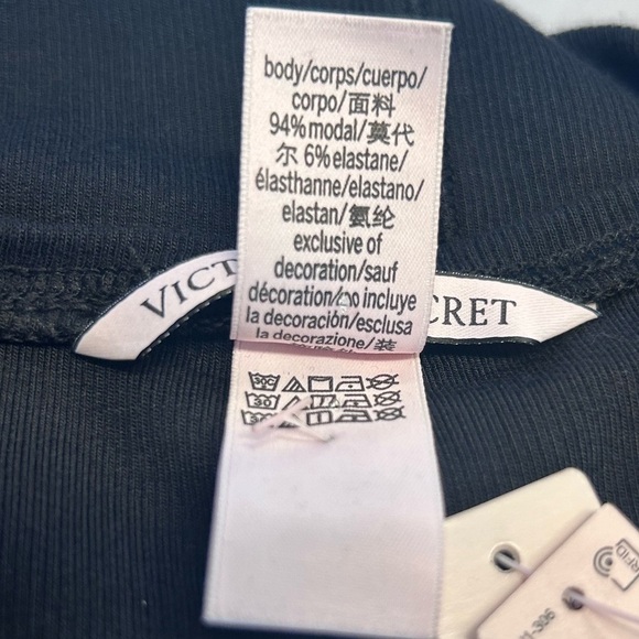 Victoria’ Secret Maxi Slip Dress Women XXL Black Ribbed Modal Deep-V Long-Sleeve - Picture 7 of 8